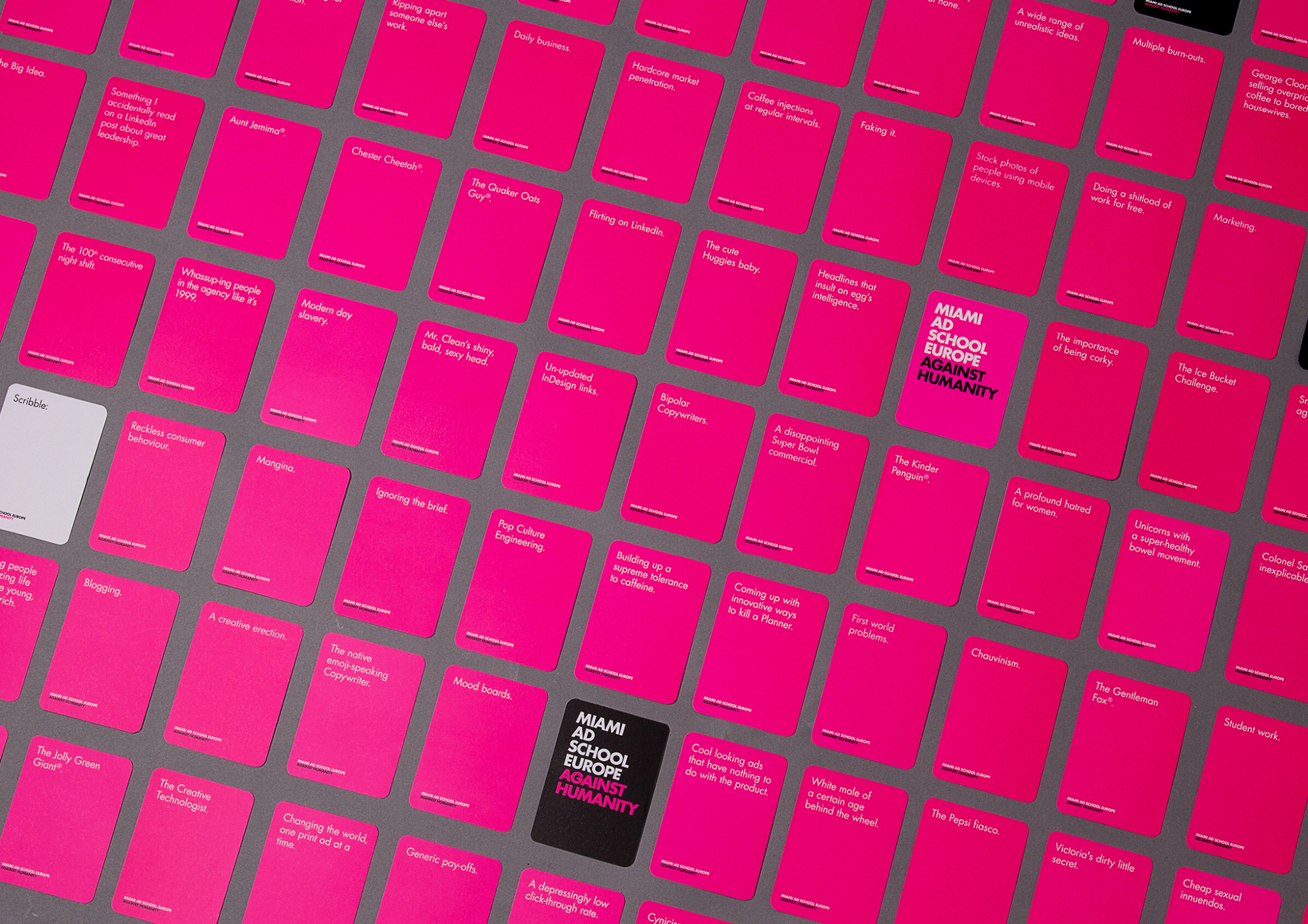Miami Ad School Europe Against Humanity — card grid